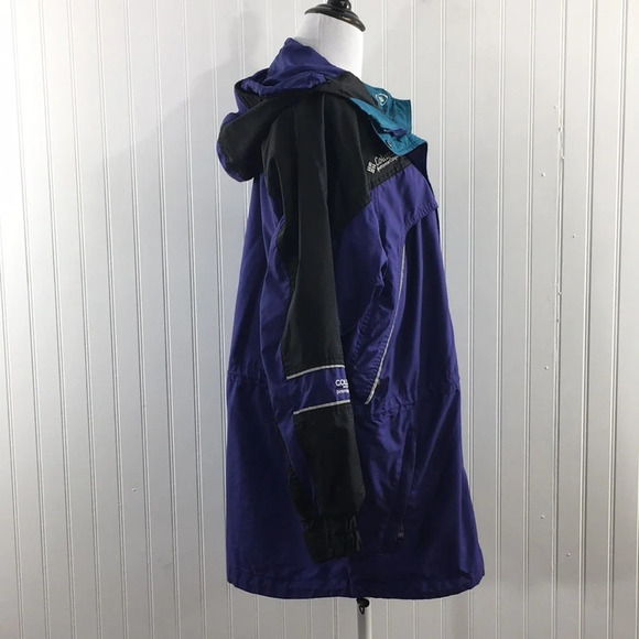 Columbia Premier Outdoor Purple Green Zip Up Snap Hooded Jacket Womens‎ Medium - Picture 2 of 14